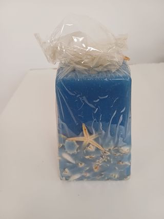 Candela decorativa con conchiglie Vela conchas