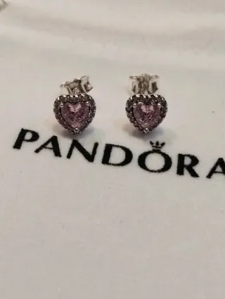 Pendientes Pandora Corazón Rosa Plata