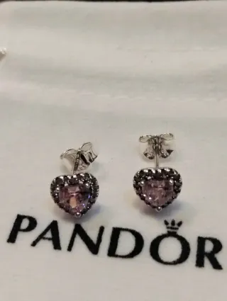 Pendientes Pandora Corazón Rosa Plata