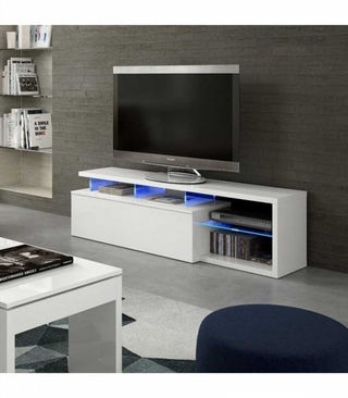 Mesa Tv Con Luces Led. Blanco Brillo