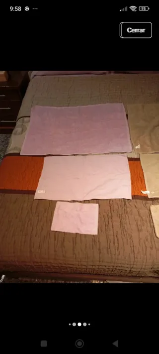 Juego de toallas lila y beige