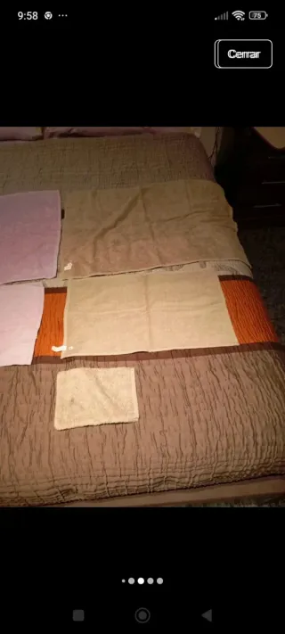 Juego de toallas lila y beige