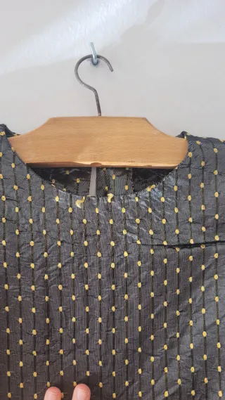 Vestido fiesta negro grisáceo y amarillo