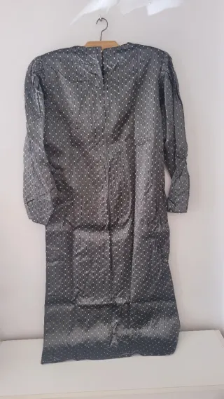 Vestido fiesta negro grisáceo y amarillo