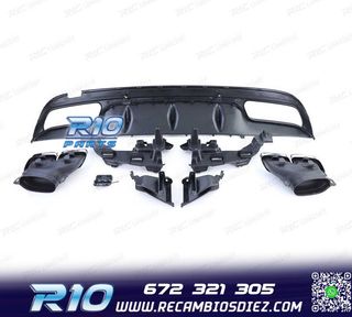 DIFUSOR MERCEDES CLASE C W205 SEDÁN 14-18 LOOK AMG C63 NEGR