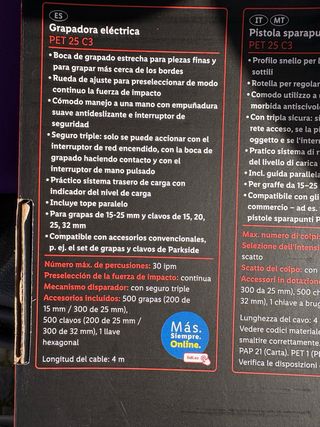 Grapadora Eléctrica Parkside PET 25 C3