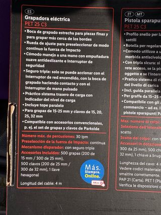 Grapadora Eléctrica Parkside PET 25 C3