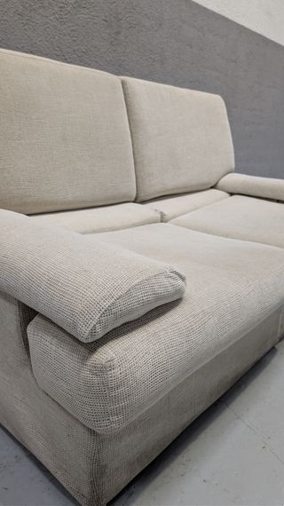 Sofá de tela beige 215x93x90