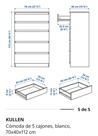 Cómoda Ikea KULLEN 5 cajones. RECOGER