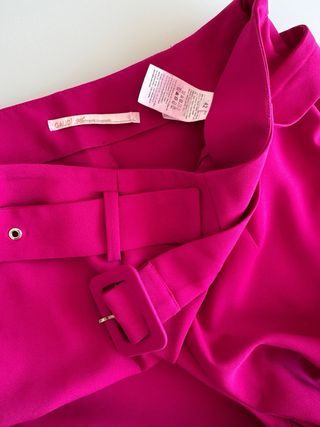 Pantaloni donna fucsia con cintura