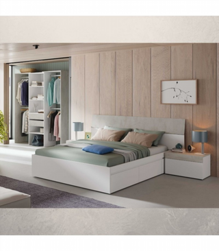 Cabecero Y 2 Mesitas De Noche. Blanco Artik/Cemen