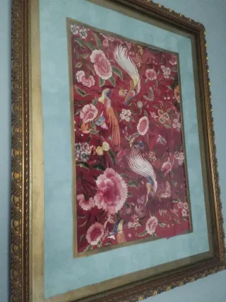 Cuadros Mantón Manila Antiguo Marco Dorado