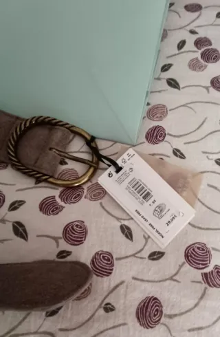 Cinturón serraje Tintoretto gris y dorado