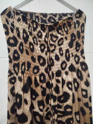 Vestido estampado leopardo sin tirantes
