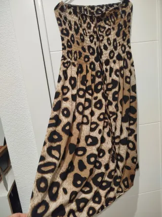Vestido estampado leopardo sin tirantes