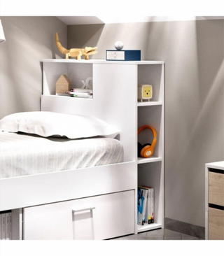 Cabecero Juvenil con Estante. Natural/Blanco