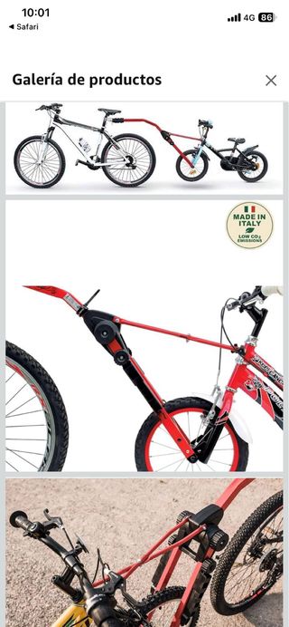 Barra remolque bici tándem Peruzzo trail angel