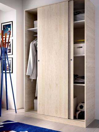 Armario 120x204x50 cm 2 Puertas Correderas. Natur