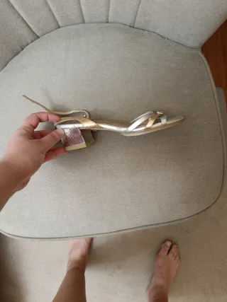 Sandalias doradas y plateadas