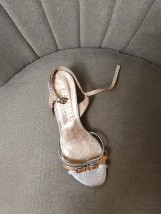 Sandalias doradas y plateadas