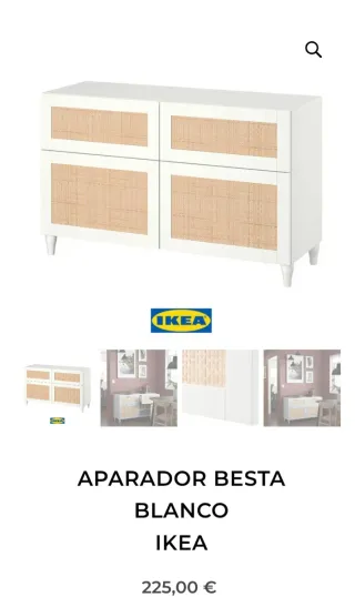 Aparador BESTÅ Blanco con Rattan