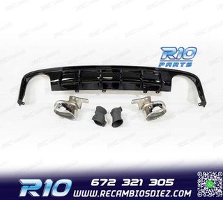 DIFUSOR AUDI A6 C8 SEDAN AVANT 19-21 LOOK RS6  NEGRO BRIL