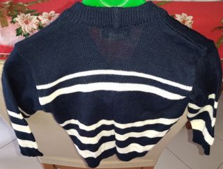 Cardigan bimbo blu con righe bianche