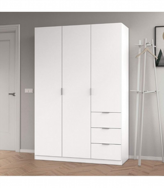Armario 121x180x52cm 3 Puertas 3 Cajones. Blanco