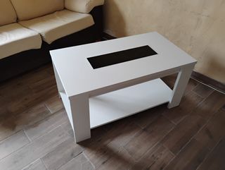 Mesa de centro elevable blanca y negra
