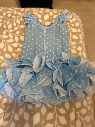 Vestido Gitana Celeste Talla 3-4 Nuevo
