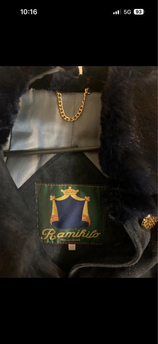 Abrigo capa vintage de piel azul