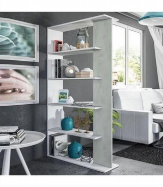 Estantería 5 Baldas. Blanco Artik/Cemento