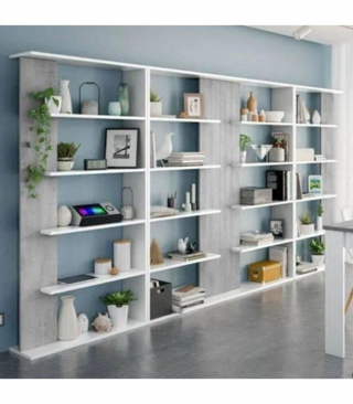 Estantería 5 Baldas. Blanco Artik/Cemento