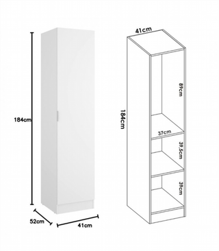 Armario 1 Puerta 41 x 52 x 184 cm. Blanco