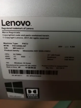 Ordenador Lenovo 1TB Plata/Negro