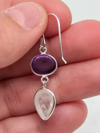 Pendientes y Pulsera Plata 925  y Amatista