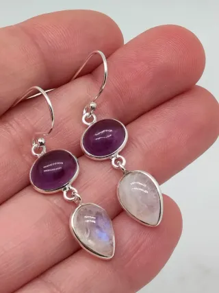 Pendientes y Pulsera Plata 925  y Amatista