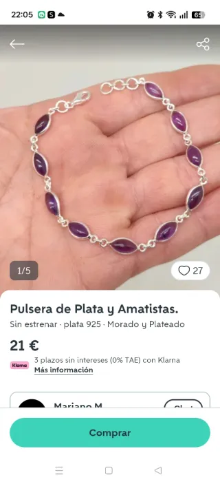 Pendientes y Pulsera Plata 925  y Amatista