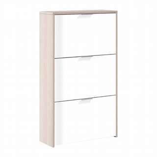 Zapatero 3 Trampones. Blanco Brillo y Roble