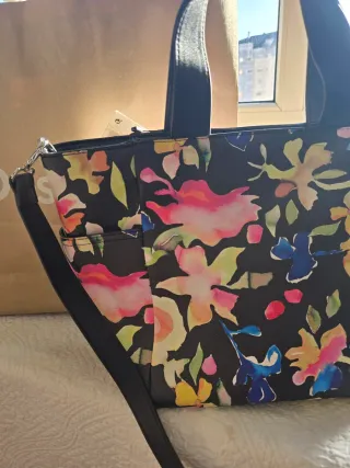 Bolso Tote Desigual Floral Negro Multicolor