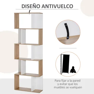 Estantería S 5 Niveles Madera Blanca