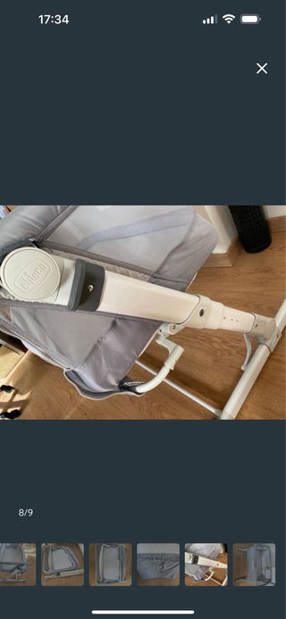 Cuna colecho Chicco gris, se pliega.