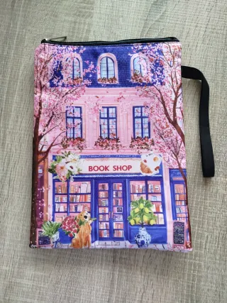 Funda libro librería rosa y azul
