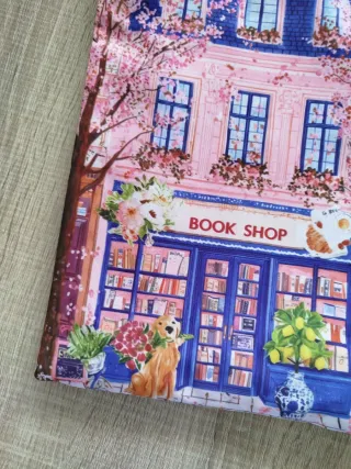 Funda libro librería rosa y azul