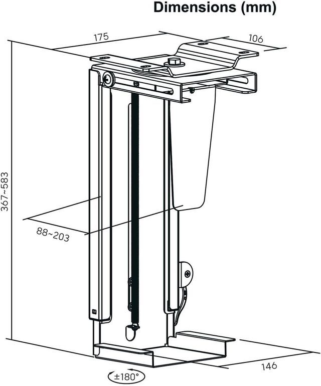 AISENS Soporte Giratorio,Altura Personalizable CPU