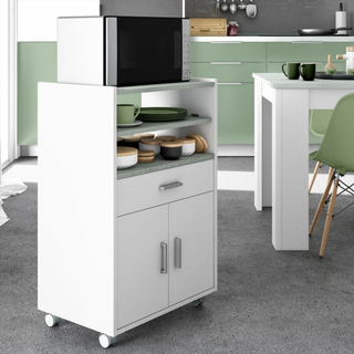 Mueble Microondas Chef. Blanco y Cemento