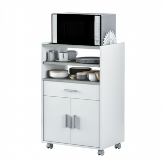 Mueble Microondas Chef. Blanco y Cemento