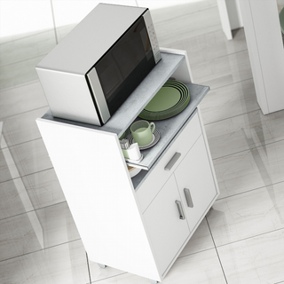 Mueble Microondas Chef. Blanco y Cemento
