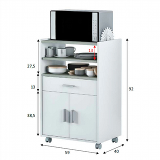Mueble Microondas Chef. Blanco y Cemento