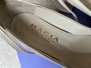 Zapatos de tacón blanco perla, cuero, novia T36